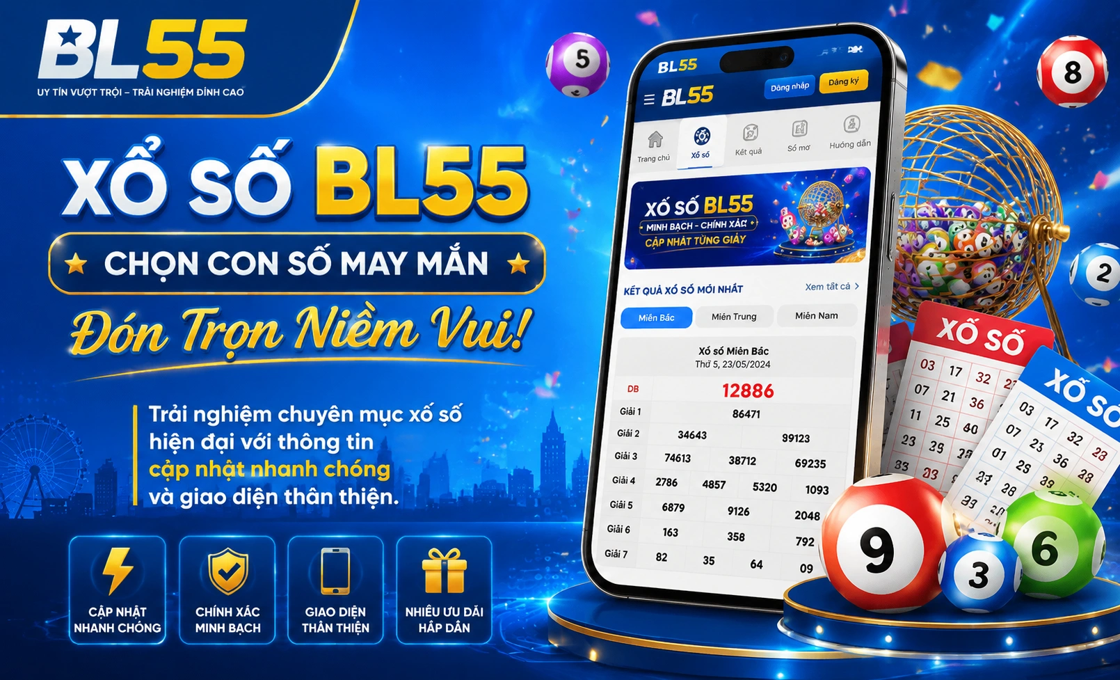 BL55 khu Xổ Số với giao diện tra cứu kết quả